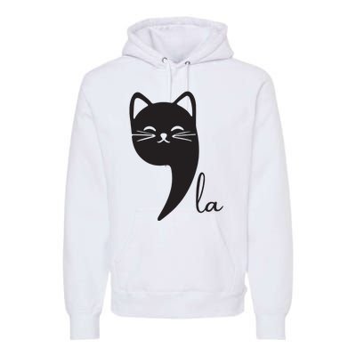 Funny Cat Comma La Kamala Harris For President 2024 Election Premium Hoodie