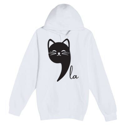 Funny Cat Comma La Kamala Harris For President 2024 Election Premium Pullover Hoodie