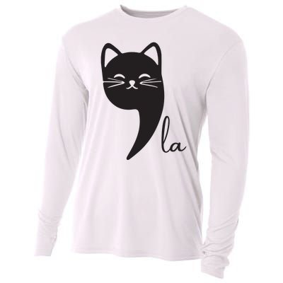 Funny Cat Comma La Kamala Harris For President 2024 Election Cooling Performance Long Sleeve Crew