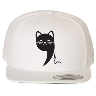 Funny Cat Comma La Kamala Harris For President 2024 Election Wool Snapback Cap