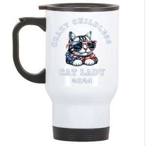 Funny Childless Crazy Cat Lady 2024 Crazy Cat Lady Funny Stainless Steel Travel Mug