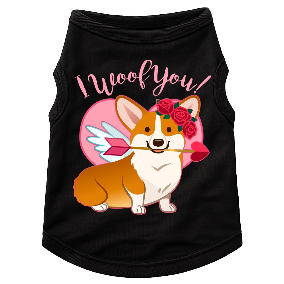 Funny Cute Corgi Valentine I Woof You Doggie Tank