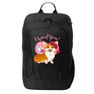 Funny Cute Corgi Valentine I Woof You City Backpack