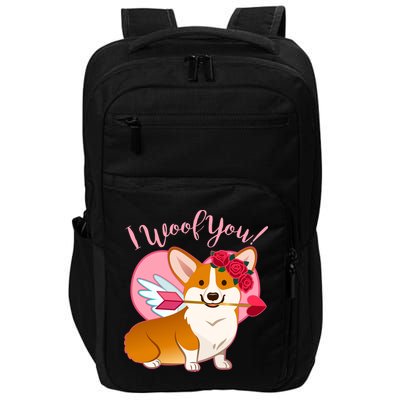 Funny Cute Corgi Valentine I Woof You Impact Tech Backpack