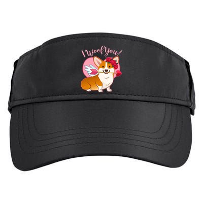 Funny Cute Corgi Valentine I Woof You Adult Drive Performance Visor