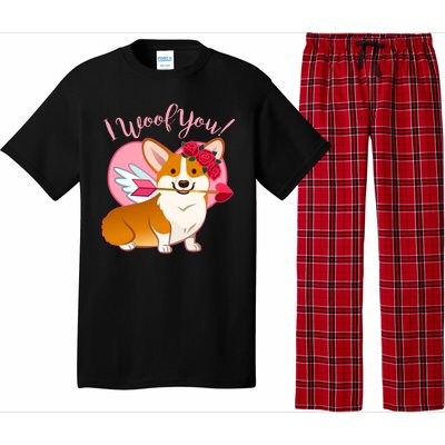 Funny Cute Corgi Valentine I Woof You Pajama Set