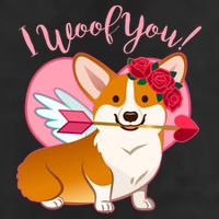 Funny Cute Corgi Valentine I Woof You 25L Jumbo Tote