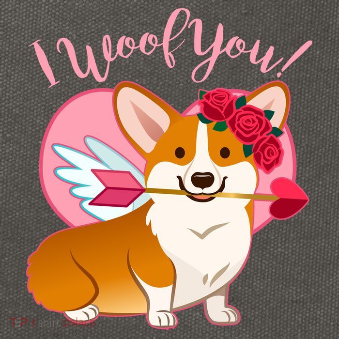 Funny Cute Corgi Valentine I Woof You Cotton Canvas Backpack