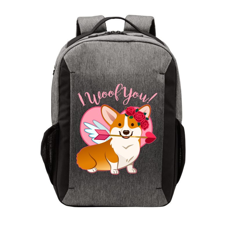 Funny Cute Corgi Valentine I Woof You Vector Backpack