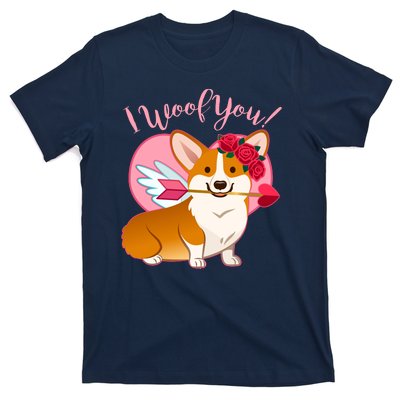 Funny Cute Corgi Valentine I Woof You T-Shirt