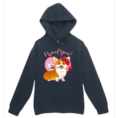 Funny Cute Corgi Valentine I Woof You Urban Pullover Hoodie