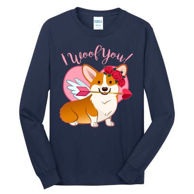 Funny Cute Corgi Valentine I Woof You Tall Long Sleeve T-Shirt