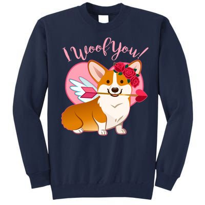 Funny Cute Corgi Valentine I Woof You Tall Sweatshirt