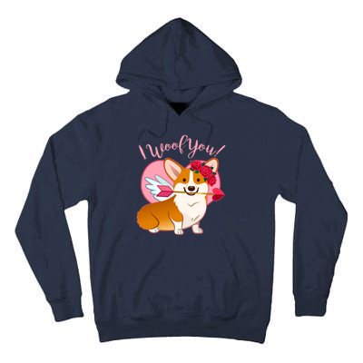 Funny Cute Corgi Valentine I Woof You Tall Hoodie