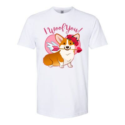 Funny Cute Corgi Valentine I Woof You Softstyle CVC T-Shirt