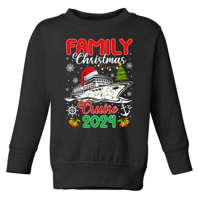 Family Christmas Cruise 2024 Santa Hat Lights Matching Toddler Sweatshirt