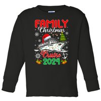 Family Christmas Cruise 2024 Santa Hat Lights Matching Toddler Long Sleeve Shirt