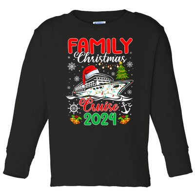 Family Christmas Cruise 2024 Santa Hat Lights Matching Toddler Long Sleeve Shirt