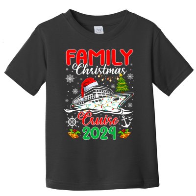 Family Christmas Cruise 2024 Santa Hat Lights Matching Toddler T-Shirt