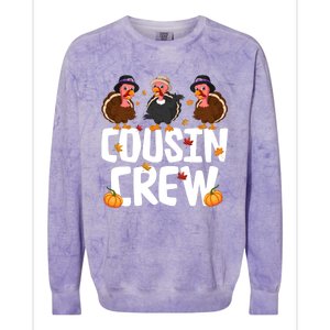 Funny Cousin Crew Turkey Thanksgiving Outfit Gift Colorblast Crewneck Sweatshirt