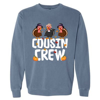 Funny Cousin Crew Turkey Thanksgiving Outfit Gift Garment-Dyed Sweatshirt