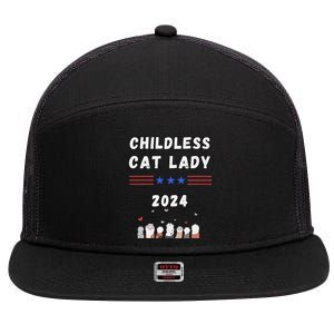 Funny Childless Crazy Cat Lady 2024 Crazy Cat Lady Funny 7 Panel Mesh Trucker Snapback Hat