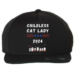 Funny Childless Crazy Cat Lady 2024 Crazy Cat Lady Funny Wool Snapback Cap