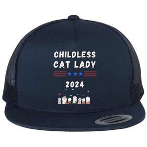 Funny Childless Crazy Cat Lady 2024 Crazy Cat Lady Funny Flat Bill Trucker Hat