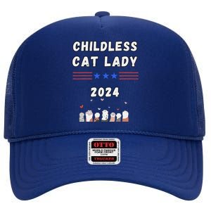 Funny Childless Crazy Cat Lady 2024 Crazy Cat Lady Funny High Crown Mesh Back Trucker Hat