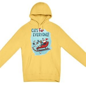 Funny Christmas Cats For Everybody Xmas Cat Santa Gift Premium Pullover Hoodie