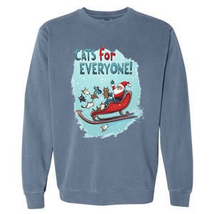 Funny Christmas Cats For Everybody Xmas Cat Santa Gift Garment-Dyed Sweatshirt