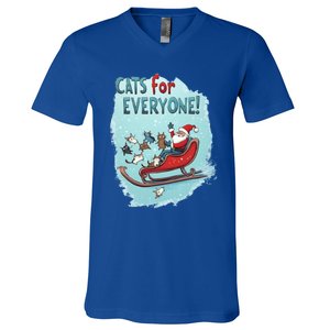 Funny Christmas Cats For Everybody Xmas Cat Santa Gift V-Neck T-Shirt