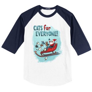 Funny Christmas Cats For Everybody Xmas Cat Santa Gift Baseball Sleeve Shirt