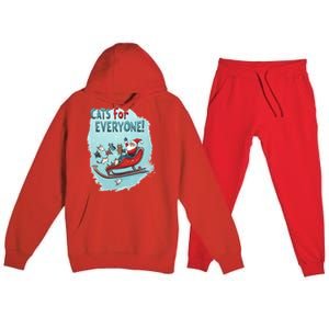 Funny Christmas Cats For Everybody Xmas Cat Santa Gift Premium Hooded Sweatsuit Set