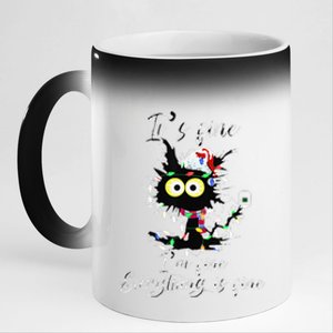 Funny Cat Christmas Its Fine Im Fine Everything Is Fine 11oz Black Color Changing Mug