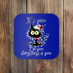 Funny Cat Christmas Its Fine Im Fine Everything Is Fine Coaster