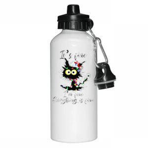 Funny Cat Christmas Its Fine Im Fine Everything Is Fine Aluminum Water Bottle