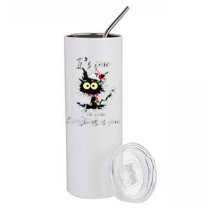 Funny Cat Christmas Its Fine Im Fine Everything Is Fine Stainless Steel Tumbler