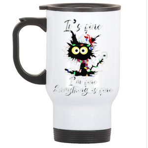 Funny Cat Christmas Its Fine Im Fine Everything Is Fine Stainless Steel Travel Mug