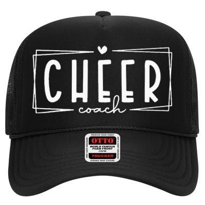 Funny Cheer Coach Cute Cheer Leader Happy Game Day Classic High Crown Mesh Back Trucker Hat