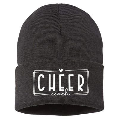 Funny Cheer Coach Cute Cheer Leader Happy Game Day Classic Sustainable Knit Beanie