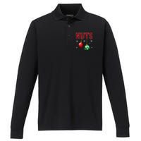 Funny Christmas Couples Chest Nuts Performance Long Sleeve Polo