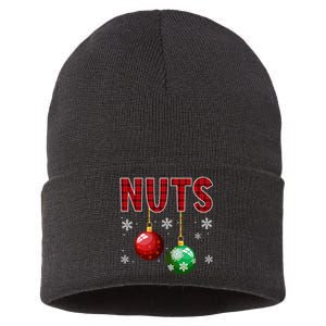 Funny Christmas Couples Chest Nuts Sustainable Knit Beanie