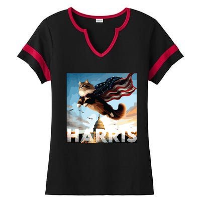 Funny Childless Cat Ladies For Harris 2024 Ladies Halftime Notch Neck Tee