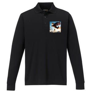 Funny Childless Cat Ladies For Harris 2024 Performance Long Sleeve Polo