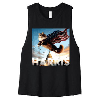 Funny Childless Cat Ladies For Harris 2024 Women's Racerback Cropped Tank