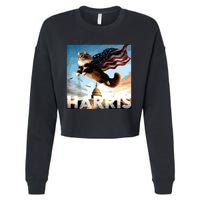 Funny Childless Cat Ladies For Harris 2024 Cropped Pullover Crew