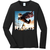 Funny Childless Cat Ladies For Harris 2024 Ladies Long Sleeve Shirt