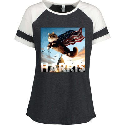 Funny Childless Cat Ladies For Harris 2024 Enza Ladies Jersey Colorblock Tee