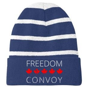 Freedom Convoy Canadian Trucker Striped Beanie with Solid Band